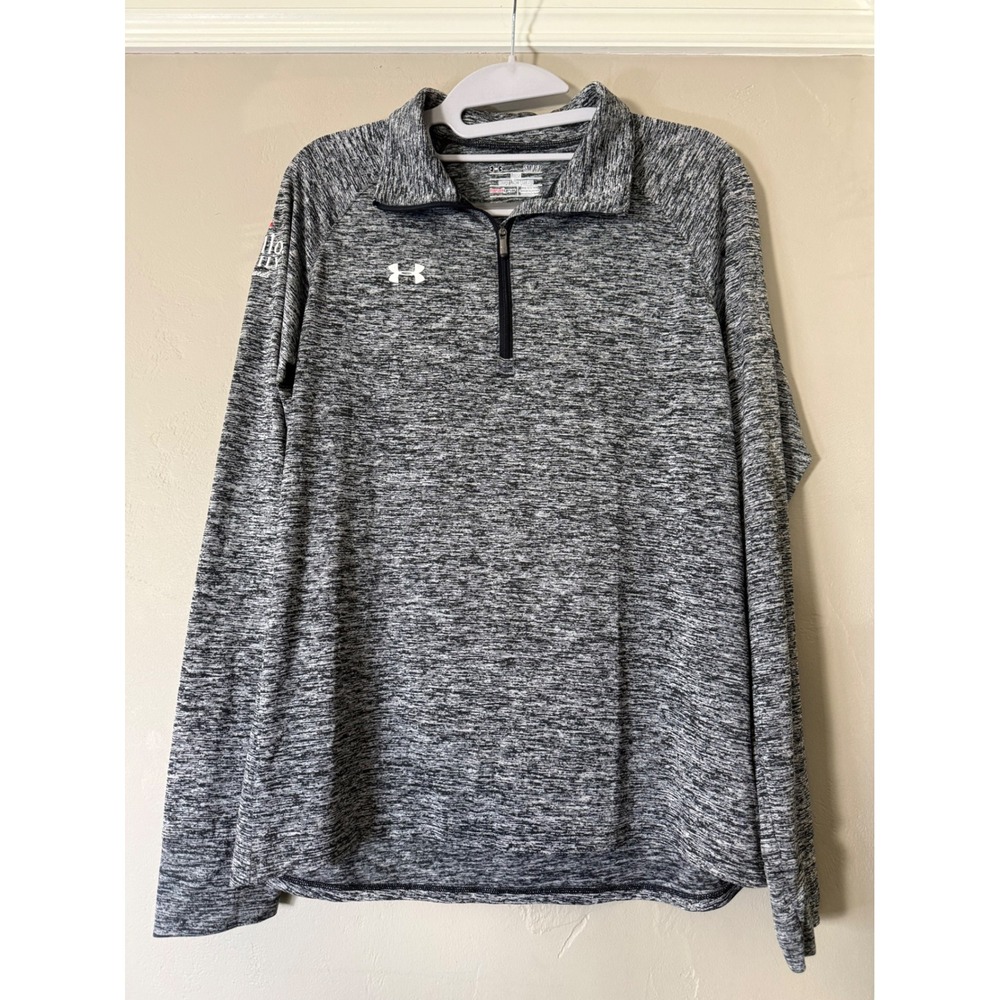 Under Armour Mens Small Black White Space Dye 1/4 Zip Pullover Gallo Logo